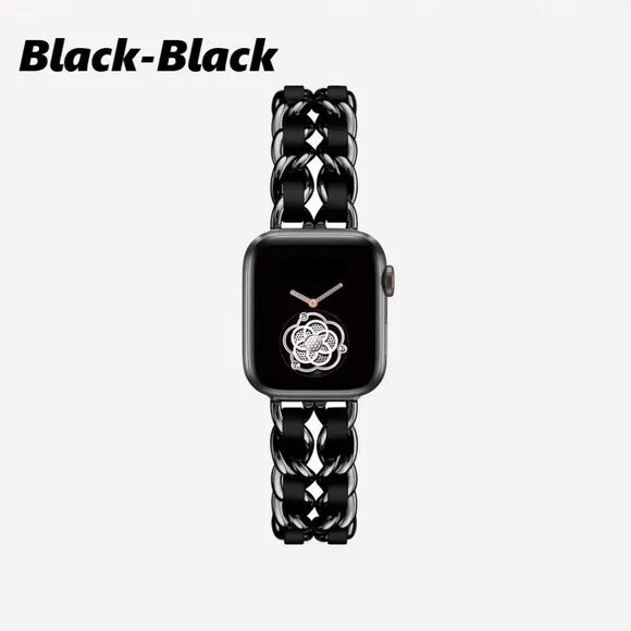 NEW Strap Chain Leather Stainless Band For Apple Watch - PB - Picture 3 of 11
